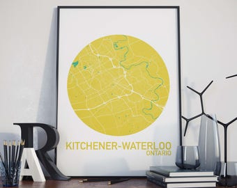 Kitchener-Waterloo, Ontario City Map Print