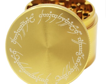 Herb Grinder Laser Engraved - Gold - 2.2" Inch 4 Piece