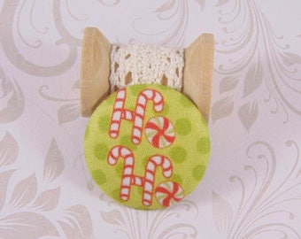 1 button 22mm x fabric hoho Christmas ref A23