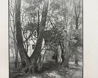 Old Lithograph Signed William Crothers Fitler (1857-1915)