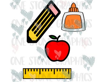 school svg,ruler svg,apple svg,school supplies svg,glue svg,school digital file,apple cut file,apple,pencil svg,pencil cut file, bundle