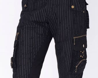 BLACK Steampunk, grunge Festival pants , burning man shorts, gothic shorts, alternative clothing, Psytrance shorts, Funky shorts, Cyberpunk,