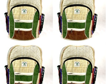 Laptop Hemp Backpack Hippie Boys Girls Travel Handmade Rucksack School College Daypack Eco-Friendly THC free Bag Code-016