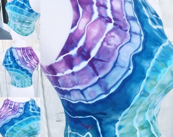 Mermaid Colors Crop Top Tank | unicorn crop top mermaid crop top fitted aquamarine crop top lavender ice dye crop top mermaid festival top
