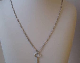 ON SALE Vintage Sterling Silver Necklace with Silver Key Pendant