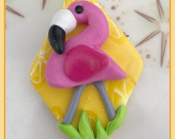 Pink Lawn Flamingo Kitschy Pinup Pin Brooch Rockabilly