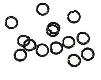 Set of 50 rings open black metal 4 mm