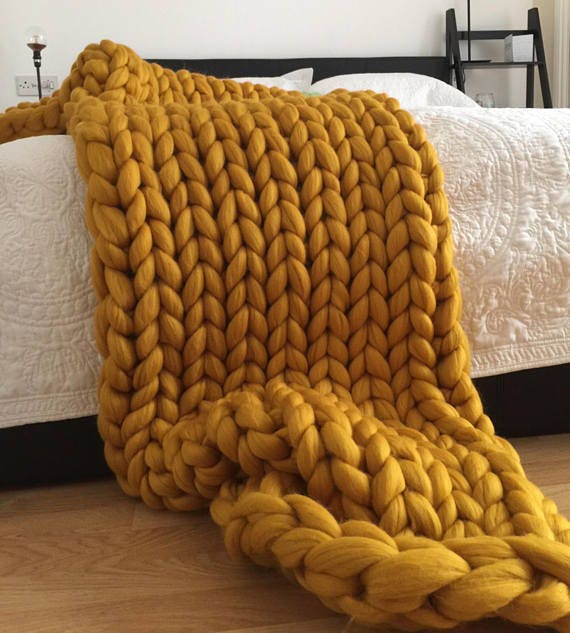 Chunky knit blanket Merino wool Wool throw Chunky blanket