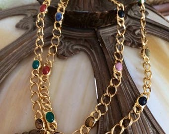 Vintage Gold Tone Egyptian Scarab Necklace