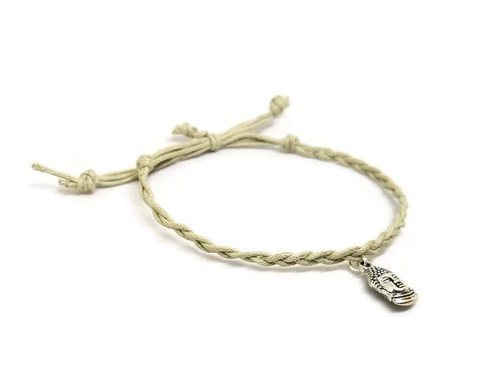 Braided Cotton Buddha Charm Bracelet, Cotton Adjustable Bracelet, Yoga Bracelet, Meditation Bracelet, Unisex Bracelet, B009