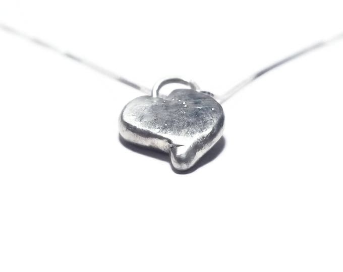 Recycled Sterling Silver Rustic Heart Pendant, One of a Kind Heart Necklace, Unique Birthday Gift