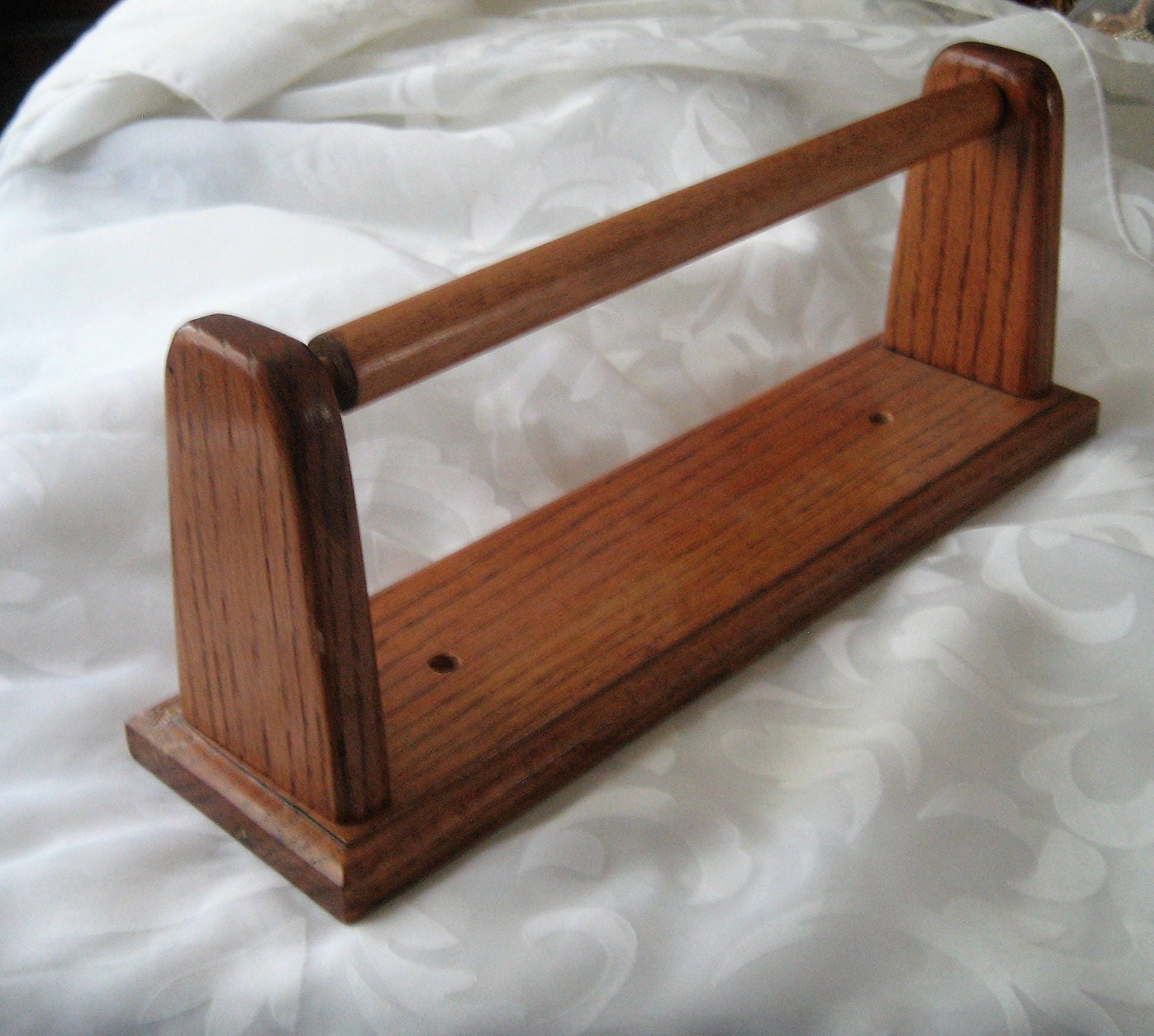 Wall Paper Towel Holder Oak Rack Removable Spring Rod Holder