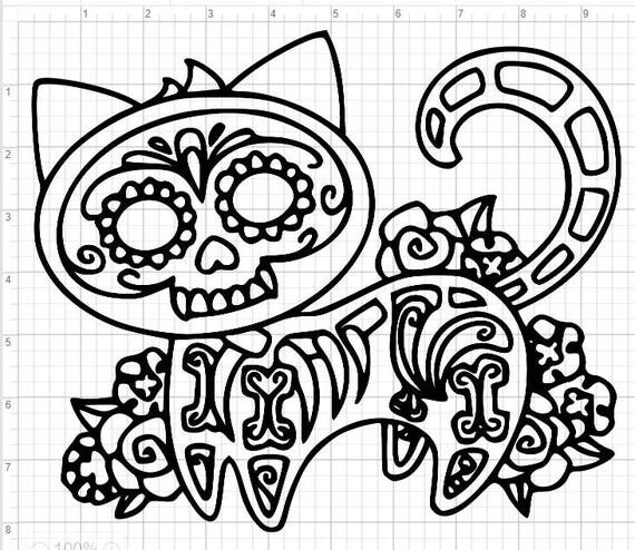 Download Cat Sugar Skull Design SVG EPS DXF Studio 3 Cut File