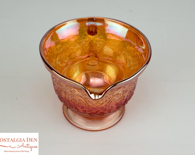 Vintage Footed Sugar and Creamer Set | Normandie Pattern | Iridescent Depression Glass