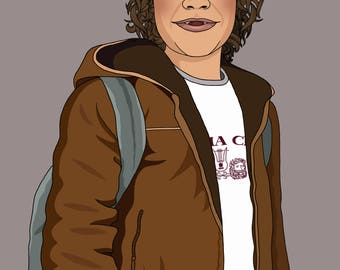 Dustin Stranger Things Illustration Matte Coated Illustrated Print