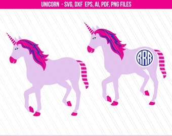 Unicorn SVG, Unicorn Monogram SVG, Unicorn PNG clipart, Svg Files, Cricut Svg, Silhouette Svg - Ai, Png, Svg, Dxf, Eps, Pdf-Digital download