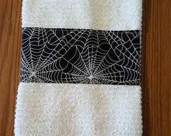 Kitchen Towel, Bar Mop Towel, Handmade, Towel, Cotton Tea Towel, Towel, Gift, Bathroom Towel, Spider Web Fabric Towel, Halloween Towel