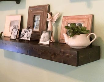 floating shelf shelves wood deep inches farmhouse rustic