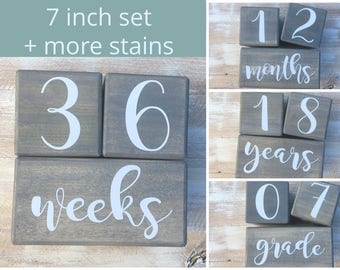 LARGE Baby Milestone Blocks, Baby Month Blocks, Baby Age Blocks, Baby Shower Gift, Photo Blocks, Photo Prop