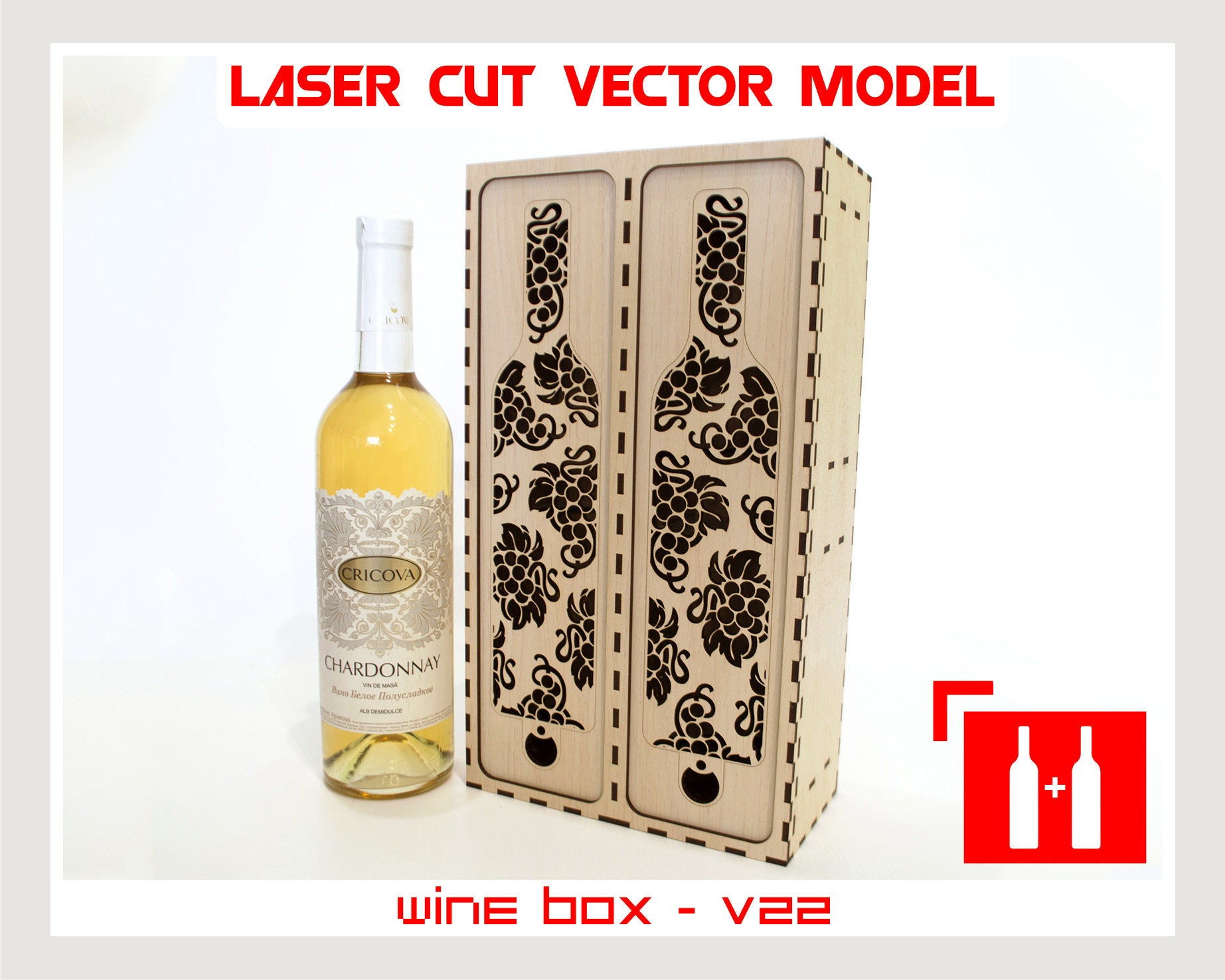 Wine Box Wood Wine Box Plywood Wine Box Laser Cut Vector Model Instant Download Wine Box Laser Cut Wine Box Template