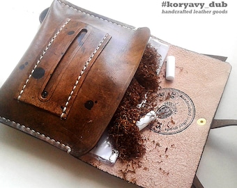 Full Grain Leather Tobacco Pouch \ Tabaktasche Leder \ Pochette à tabac \ Smoking Rolling Tobacco Case \ Weed Pouch \ Blague Tabac Cuir