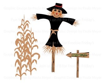 Harvest Scarecrow SVG, Corn Stalks, Corn Maze, Sign, Harvest SVG, Wall Art, High Resolution Printable Graphics and Editable Vector Art