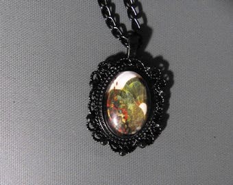 Necklace baroque cabochon Art flowers