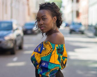 African print off the shoulder top, Women's fashion