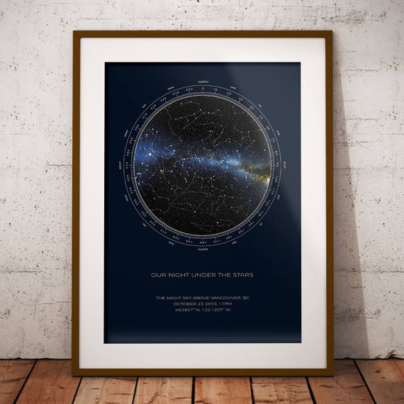 Custom Star Map REAL Night Sky Night Sky Map