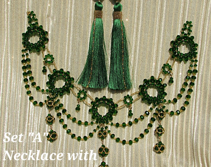 Emerald Shoulder Necklace Green Statement Wedding Collier Bohemian Jewelry Crystal Collar Gold Silver Vintage Boho Choker Chunky