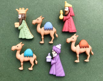 Christmas King Buttons - Dress it Up We Three Kings - Camel Button - Animal Embellishment - Holiday Decoration - Nativity Buttons