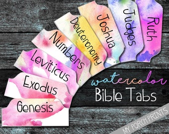 Bible Tabs, Bible tabs printable, bible tabs download, bible tabs watercolor, bible journal tabs, bible journaling printable, printable tabs