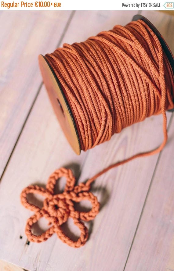 15 % OFF DIRTY ORANGE cord, craft projects, chunky yarn, crochet rope, diy projects, crochet supplies, rope, knitting yarn, knitting supplie