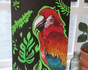 Bright and Vibrant Tiki Parrot Acrylic on Canvas