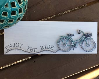 String Art Bicycle, Bicycle Art, Cycling Wall Decor, Gift for cyclists, Bicycle Sign, Bike Art, Enjoy the ride, Unique Cycling Gift