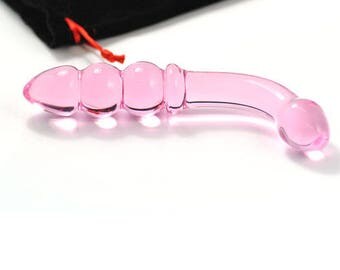 7.25 inch Pink Glass Dildo with G spot curve dildo 1.50 girth, LH0391