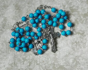 Blue and White Mary Rosary