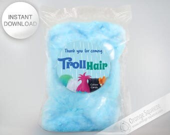 INSTANT DOWNLOAD, Trolls Cotton Candy Label, Stickers, Trolls Hair, Trolls Theme, Trolls Party, Trolls Favor labels, Birthday Party