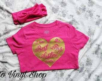 I Am The Best Big Sister Ever Pink And Gold T Shirt