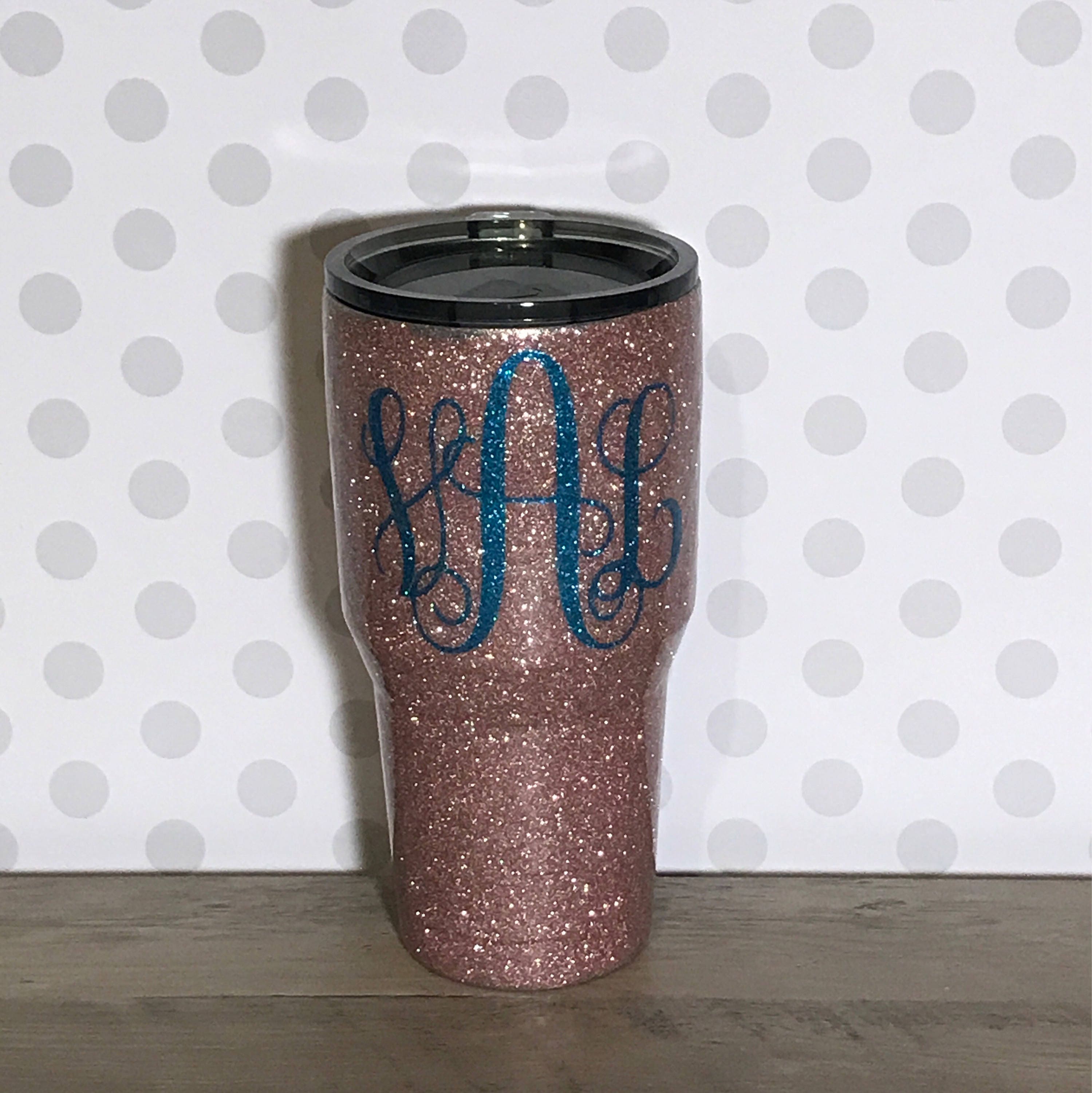 rose gold glitter tumbler / glitter dipped / glitter cup