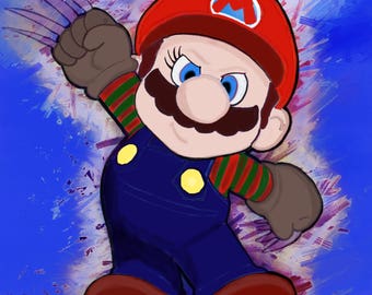 Mario Krueger I nintendo, mario, imprimable, dessin, peinture, décoration, enfant, tableau, illustration, print