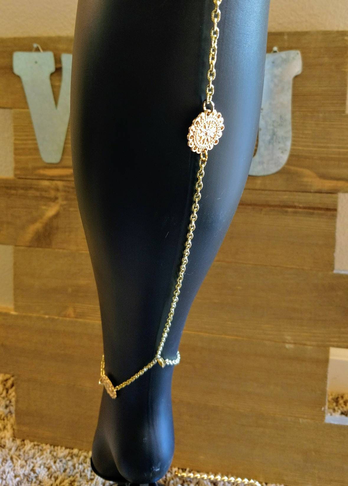 Gold Calf Chain with Sunburst Accent