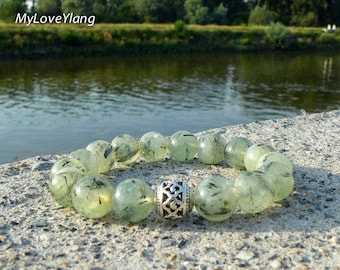 Prehnite Bracelet/Prehnite Jewellery/Green Prehnite/Good Luck/Love and Prosperity/Wealth and Health/Womens Bracelet/Tibetan Bracelet