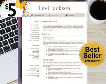 Professional Resume Template / CV Template for Word, Cover Letter, Two Page Resume, Modern Resume, Teacher Resume, INSTANT DOWNLOAD