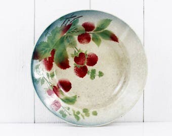 Large serving bowl - St Amand, Fraise, Strawberry, large serving dish, French rustic bowl, Ironstone dish, Ceramic dish, Rustic decor, E238