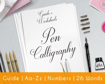 Calligraphy Worksheet | Practice Sheets | Guide | Beginner | PRINTABLE | Learn Calligraphy | Brush Lettering | Hand Lettering workbook | P2