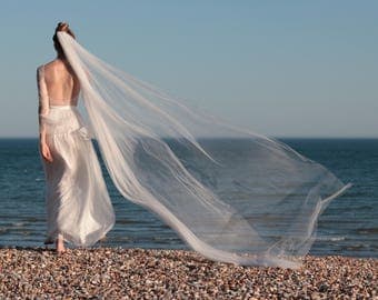 Wedding Veil, Soft Tulle, Single Tier Veil, Draping Veil, Bridal Veil, Soft Veil, Bohemian Wedding, Simple Veil - Cassia Veil