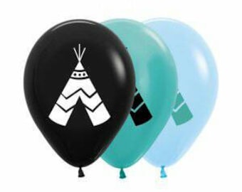 Teepee Balloons, Wild West Party, Indian Teepee Balloons, balloon size 30cm, Pkt of 5 balloons