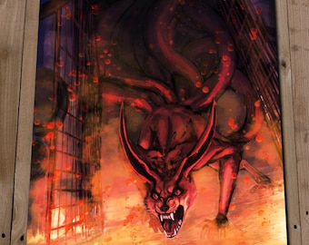 NARUTO KYUUBI Art Print Poster NINETAILS Kurama Illustration Painting
