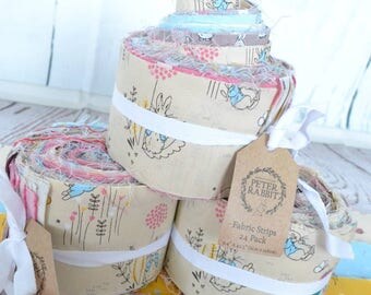 Peter Rabbit girl bundle, Peter Rabbit fabric jelly roll, Peter Rabbit Fat quarter, Peter Rabbit fabric, pink Peter Rabbit fabric, remnant